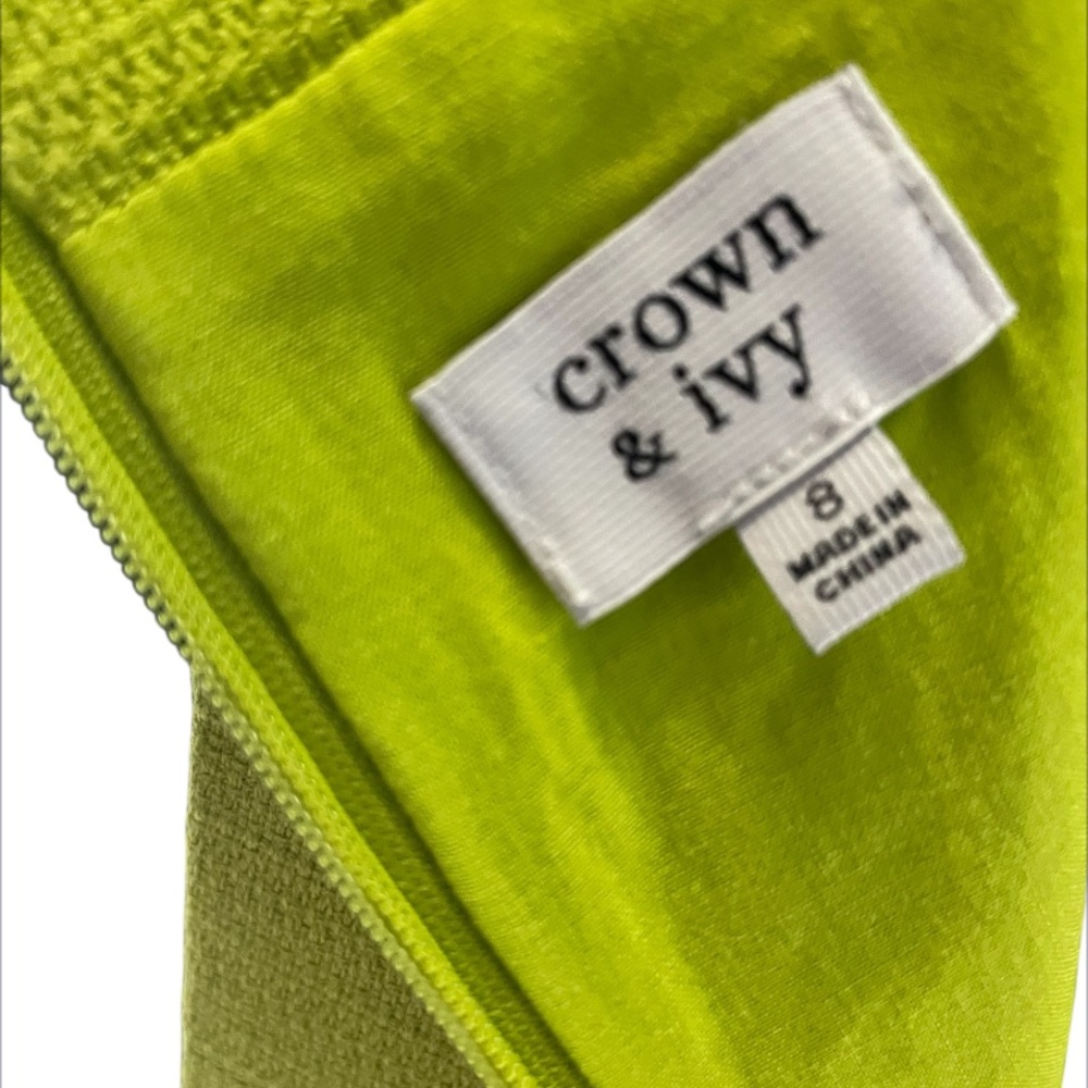 Crown & Ivy Lime green, White and Navy Cotton Textured Sleeveless Dress Size 8 - Picture 5 of 6